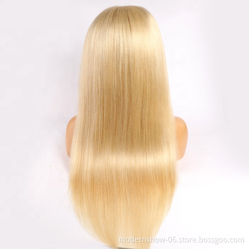 wholesale silky straight wave lace frontal wig virgin Hair Long 613 blonde color lace front wigs